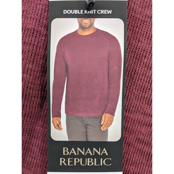 Banana Republic Double Knit Shirt S Burgundy Red Crewneck Layering Classic Tee - Picture 3 of 10